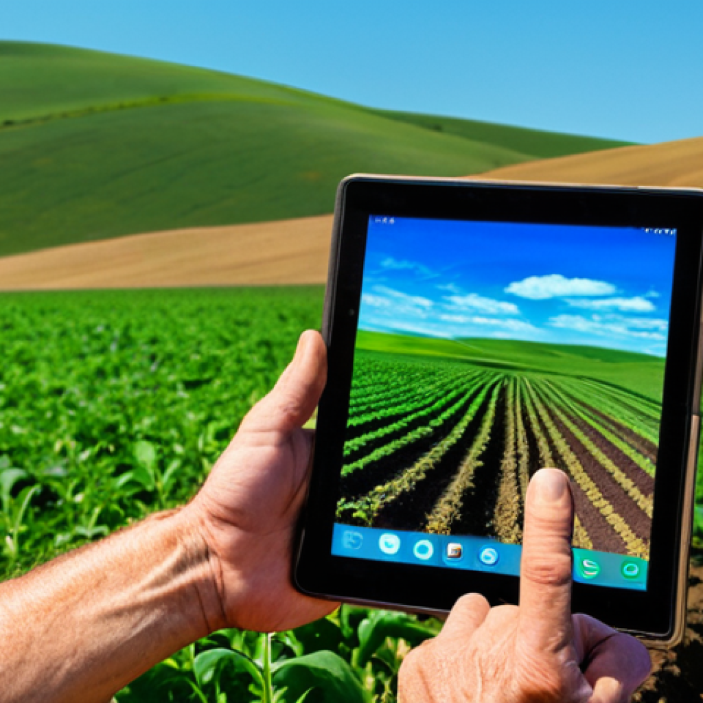 농업 스마트 센서 응용 - Soil Sensor Analysis**
A farmer in appropriate attire examines data from a soil sensor on a tablet ...