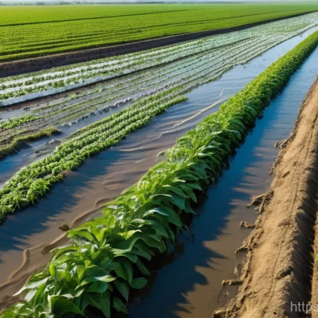 농업 수질 관리 - **Image Prompt 1: The Contrast of Drought and Clean Water for Agriculture**
    A panoramic view of ...