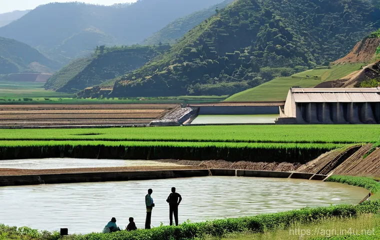 농업 수질 관리 - **Image Prompt 2: Smart Water Management in a Modern Farm**
    A dynamic scene depicting smart agri...