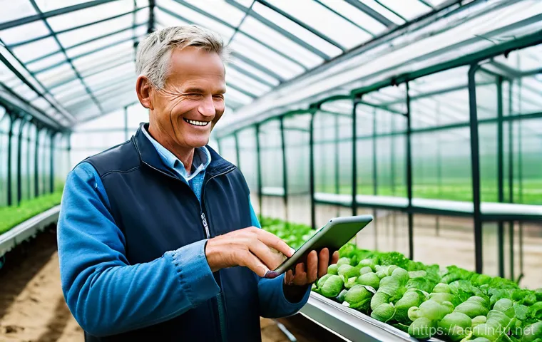 농업 자동 온실 시스템 - A high-angle shot showcasing the interior of a sophisticated smart greenhouse. Drones are subtly vis... 농업 자동 온실 시스템 - A high-angle shot showcasing the interior of a sophisticated smart greenhouse. Drones are subtly vis...
