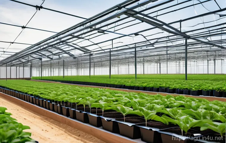 농업 자동 온실 시스템 - A happy, middle-aged male farmer stands outside a modern, glass-paneled smart greenhouse, smiling wh... 농업 자동 온실 시스템 - A happy, middle-aged male farmer stands outside a modern, glass-paneled smart greenhouse, smiling wh...